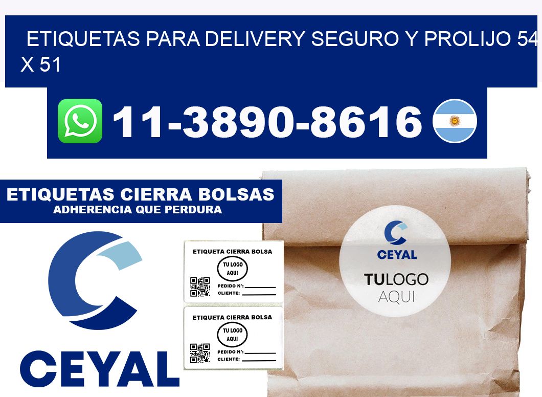 ETIQUETAS PARA DELIVERY SEGURO Y PROLIJO 54 x 51