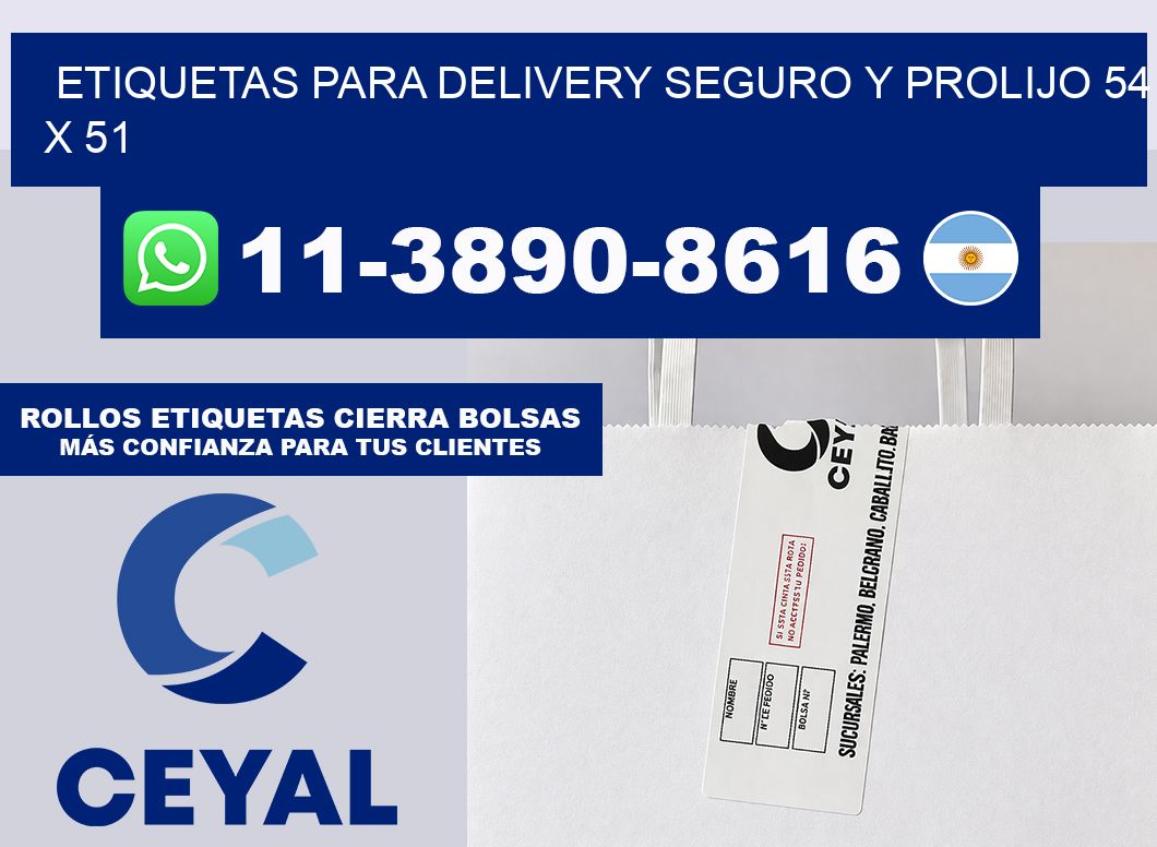 ETIQUETAS PARA DELIVERY SEGURO Y PROLIJO 54 x 51