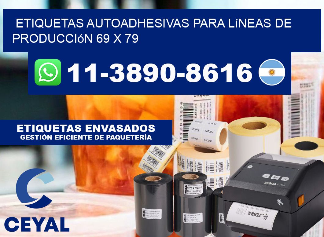 Etiquetas autoadhesivas para líneas de producción 69 x 79