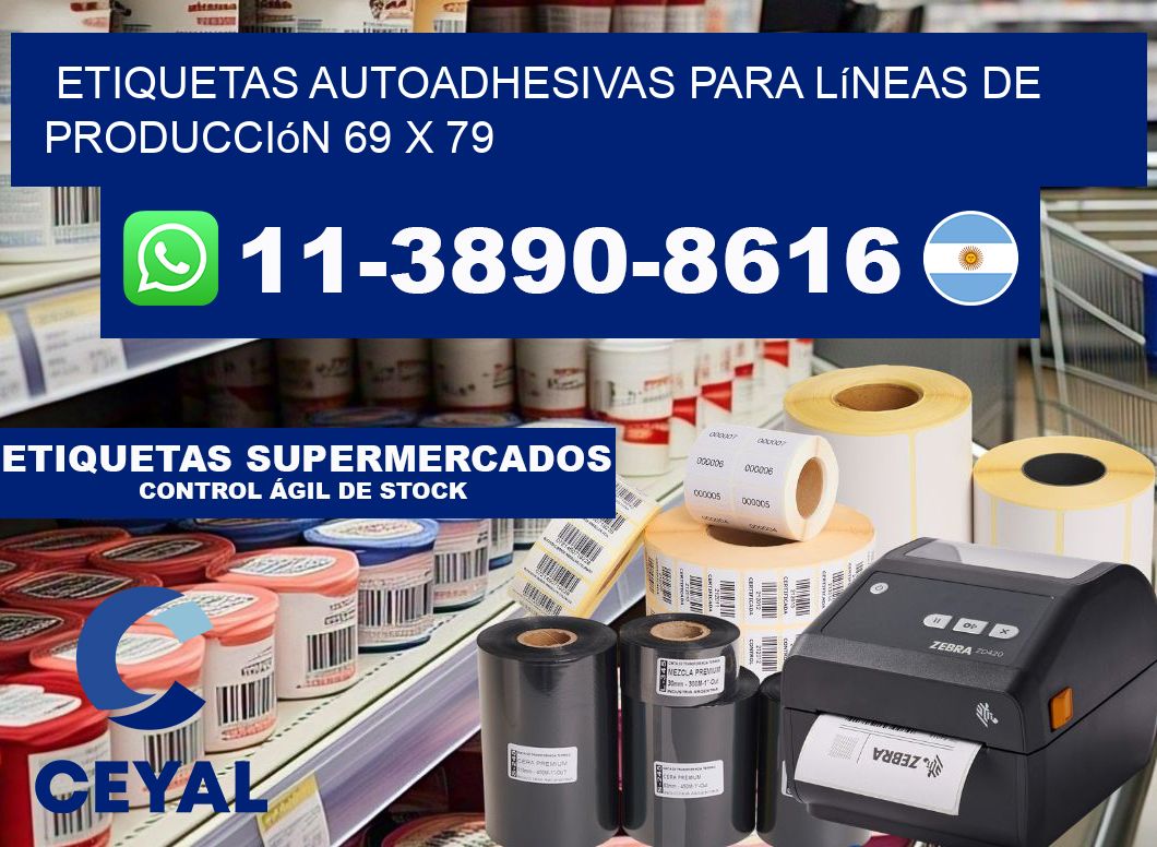 Etiquetas autoadhesivas para líneas de producción 69 x 79