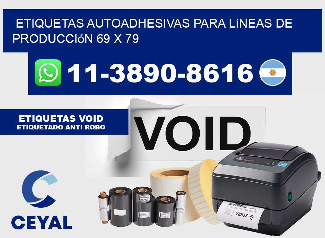 Etiquetas autoadhesivas para líneas de producción 69 x 79