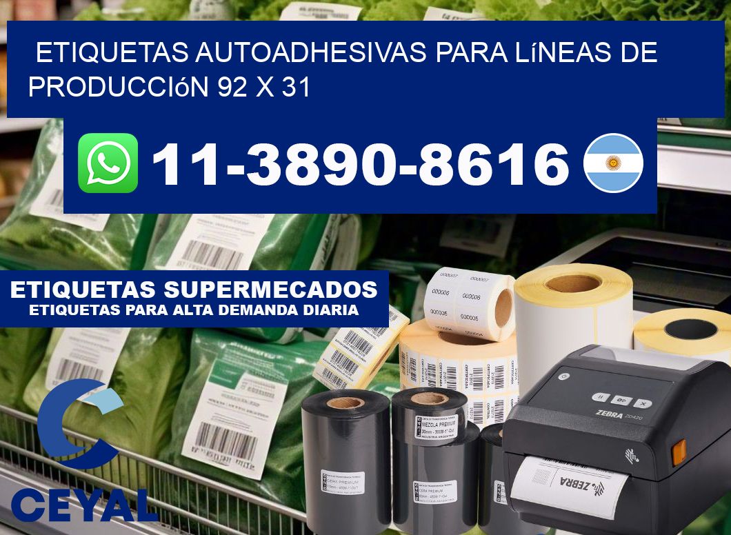 Etiquetas autoadhesivas para líneas de producción 92 x 31