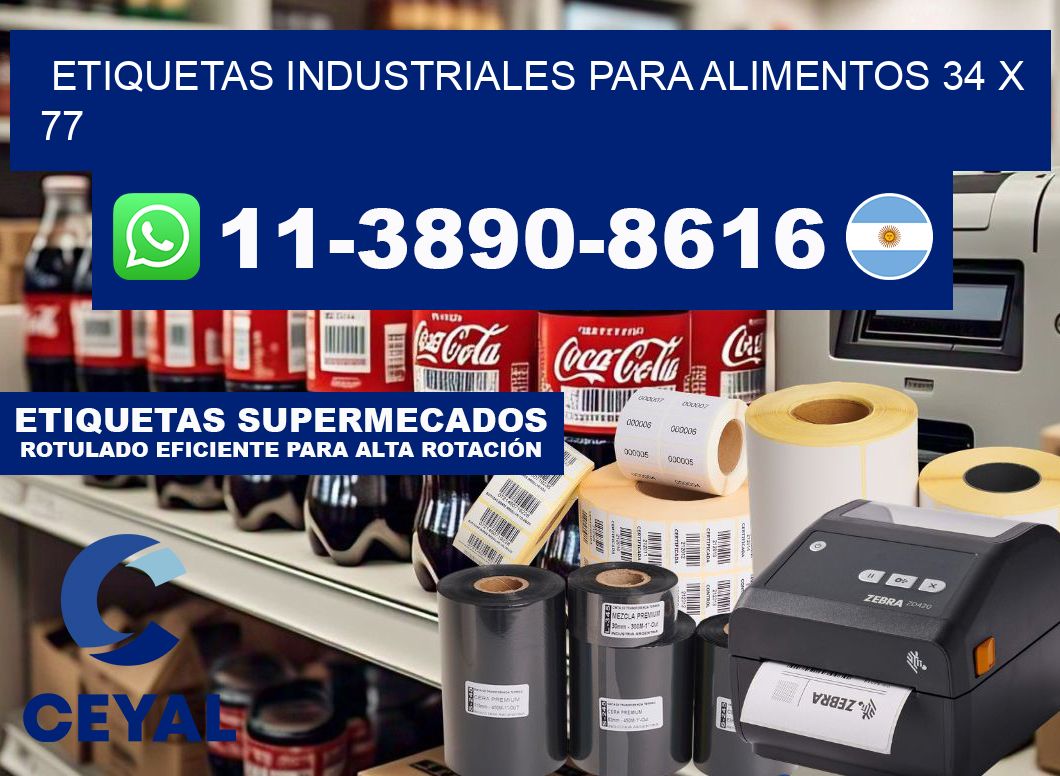 Etiquetas industriales para alimentos 34 x 77