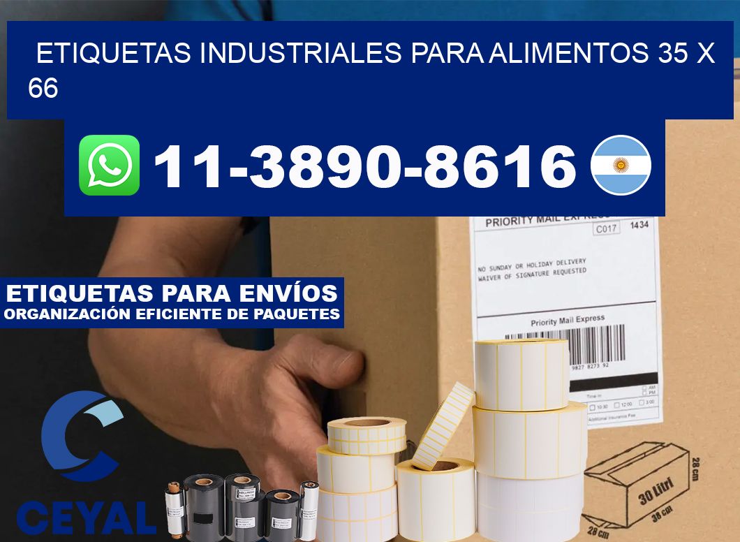 Etiquetas industriales para alimentos 35 x 66