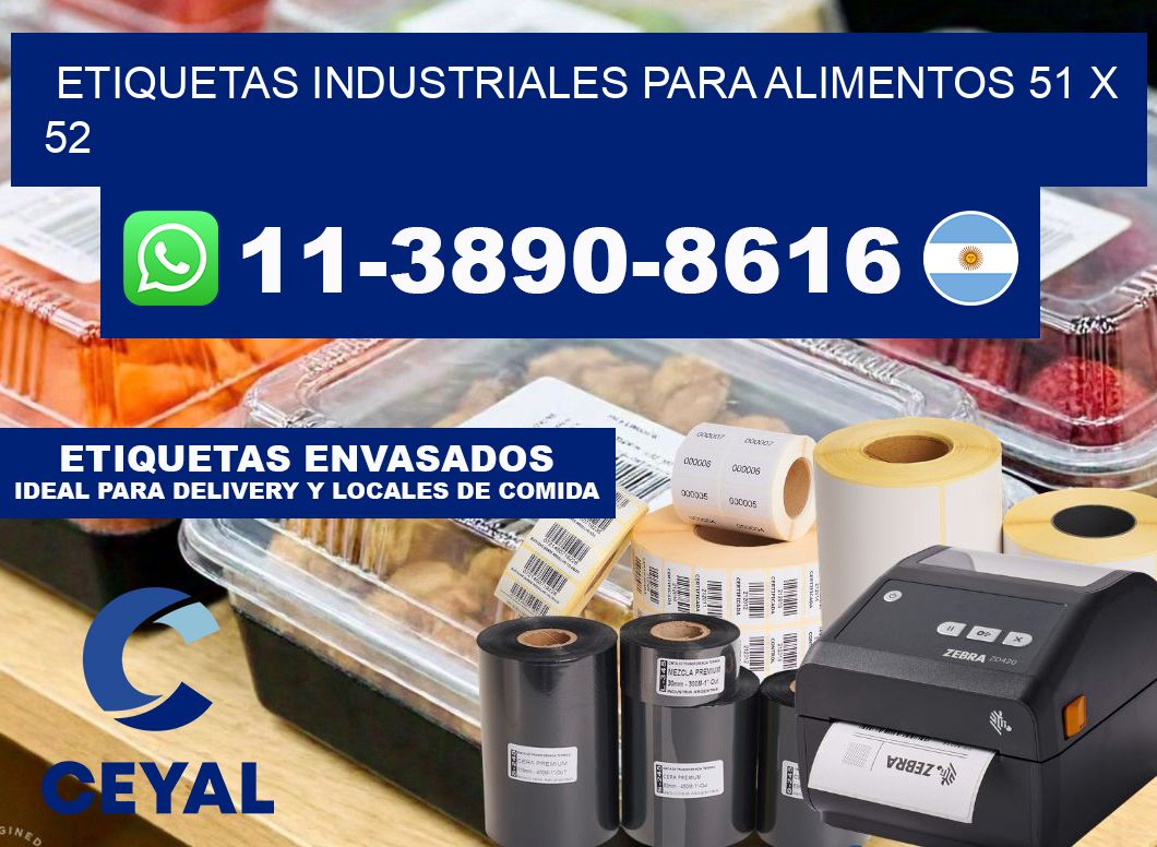 Etiquetas industriales para alimentos 51 x 52