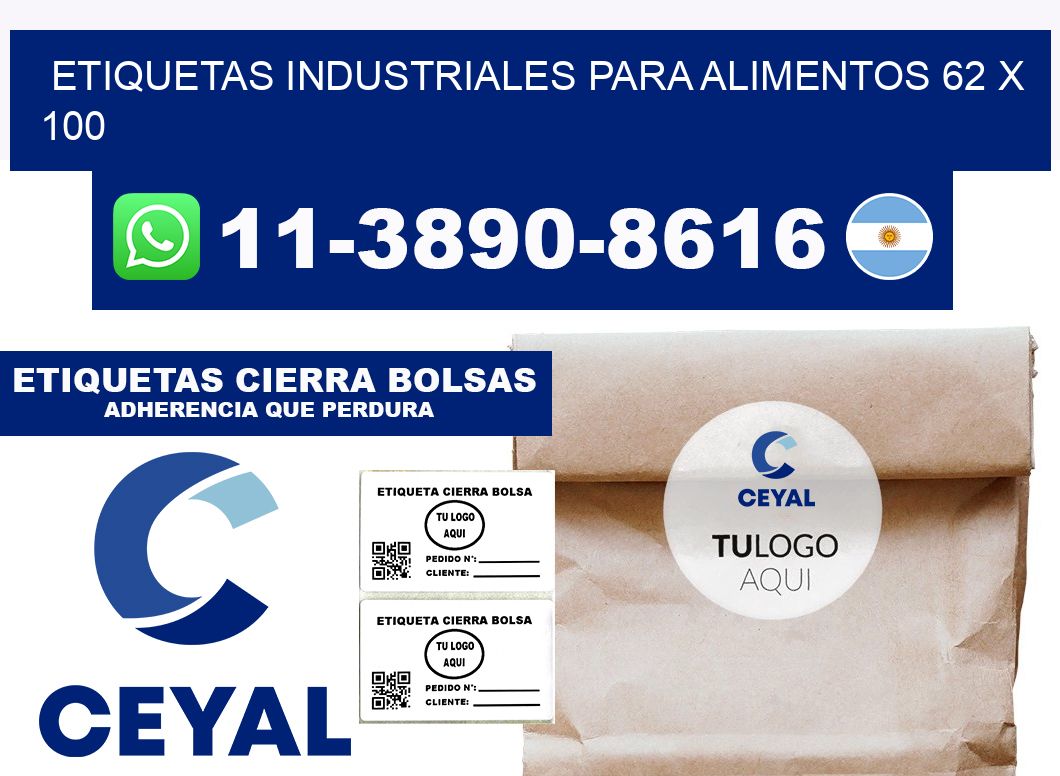 Etiquetas industriales para alimentos 62 x 100