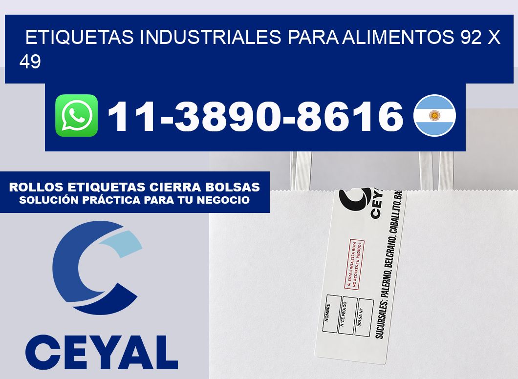 Etiquetas industriales para alimentos 92 x 49