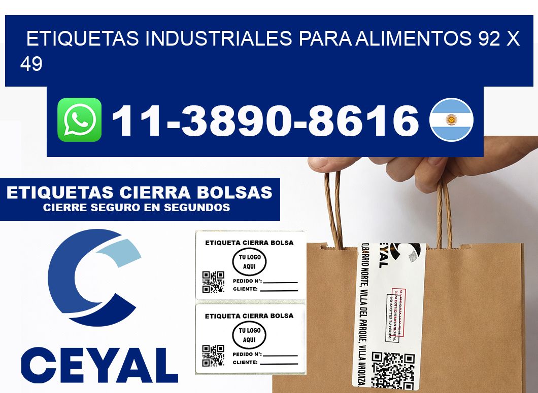 Etiquetas industriales para alimentos 92 x 49