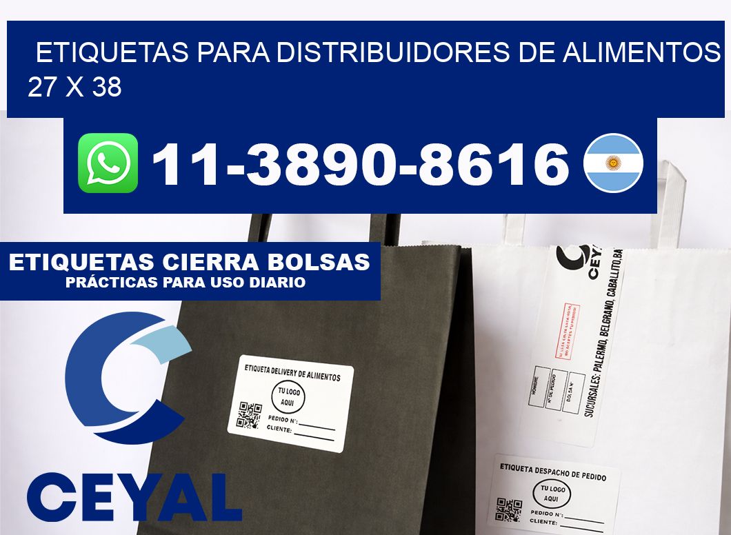 Etiquetas para distribuidores de alimentos 27 x 38