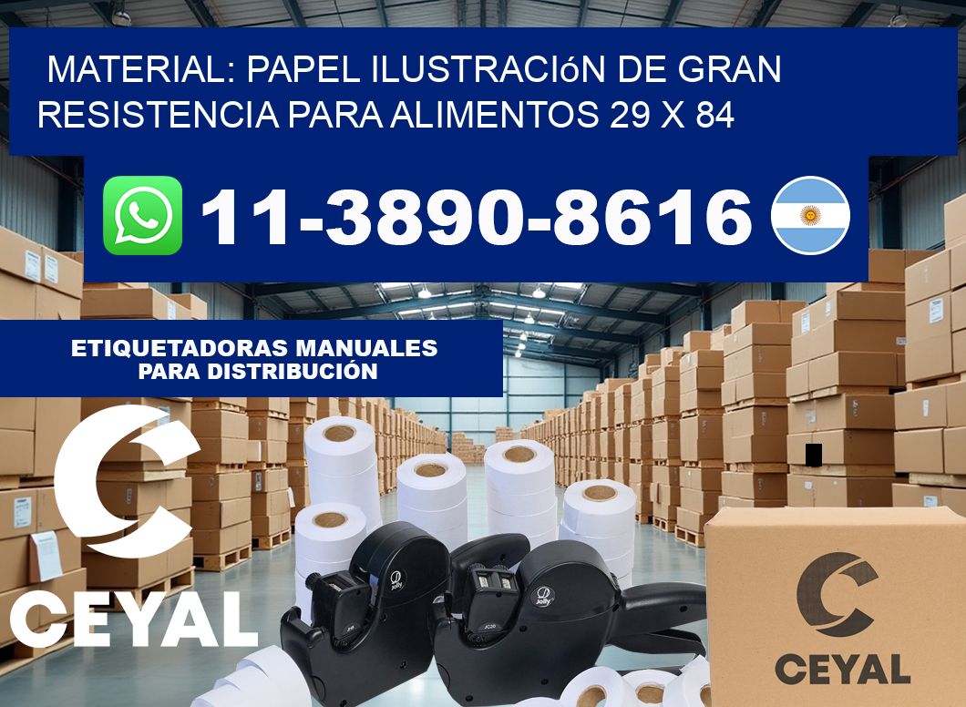 Material: papel ilustración de gran resistencia para alimentos 29 x 84