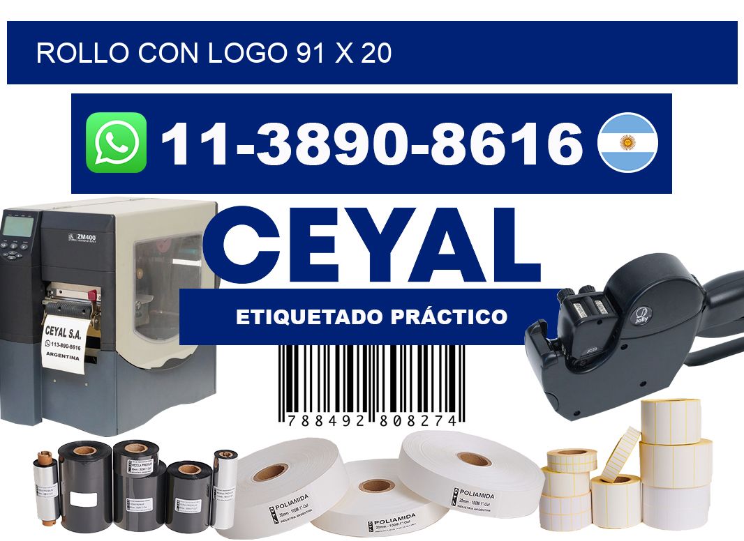 Rollo con logo 91 x 20