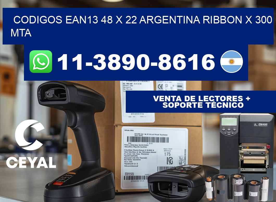 codigos ean13 48 x 22 argentina ribbon x 300 mta