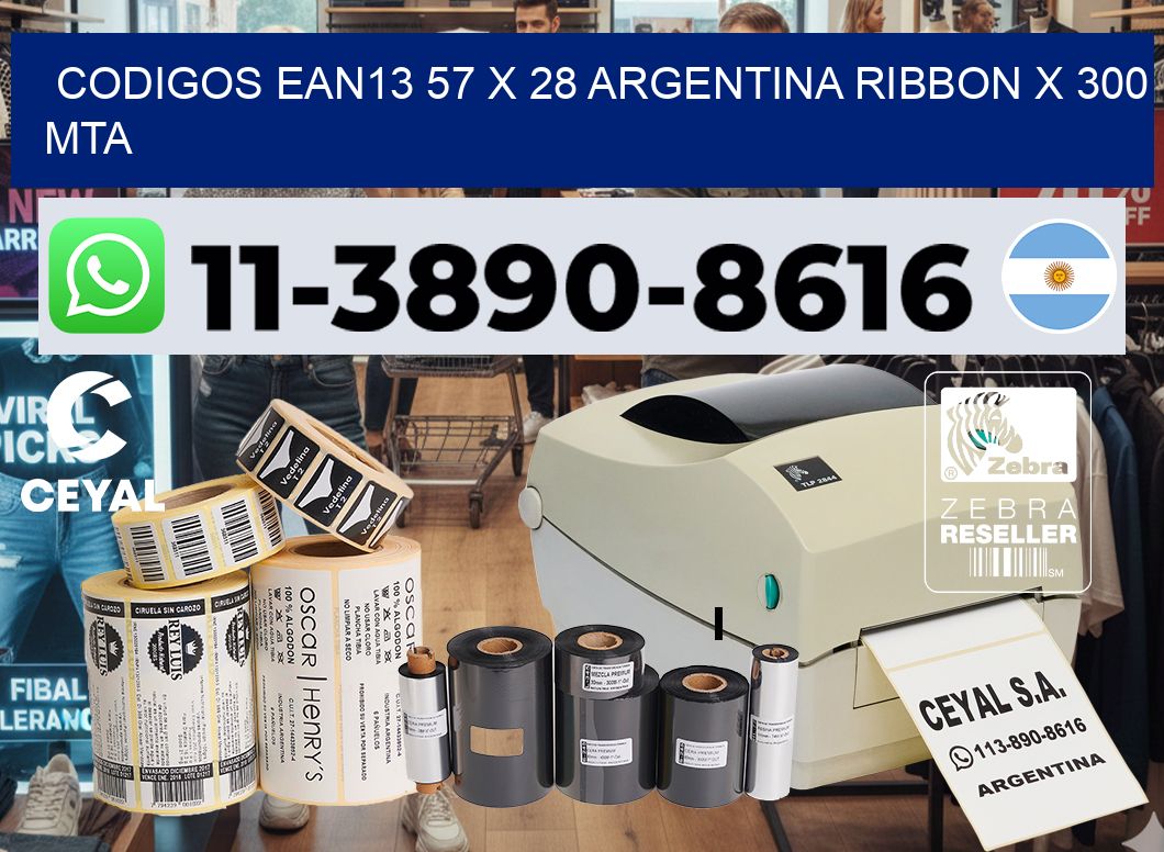 codigos ean13 57 x 28 argentina ribbon x 300 mta