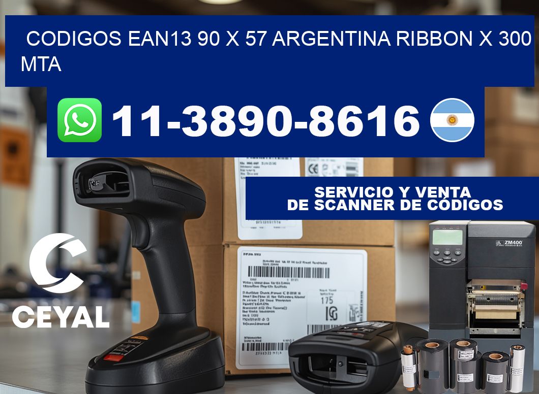 codigos ean13 90 x 57 argentina ribbon x 300 mta