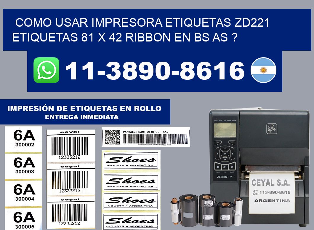 como usar impresora etiquetas zd221 etiquetas 81 x 42 ribbon en BS AS ?