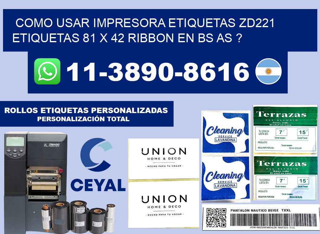 como usar impresora etiquetas zd221 etiquetas 81 x 42 ribbon en BS AS ?
