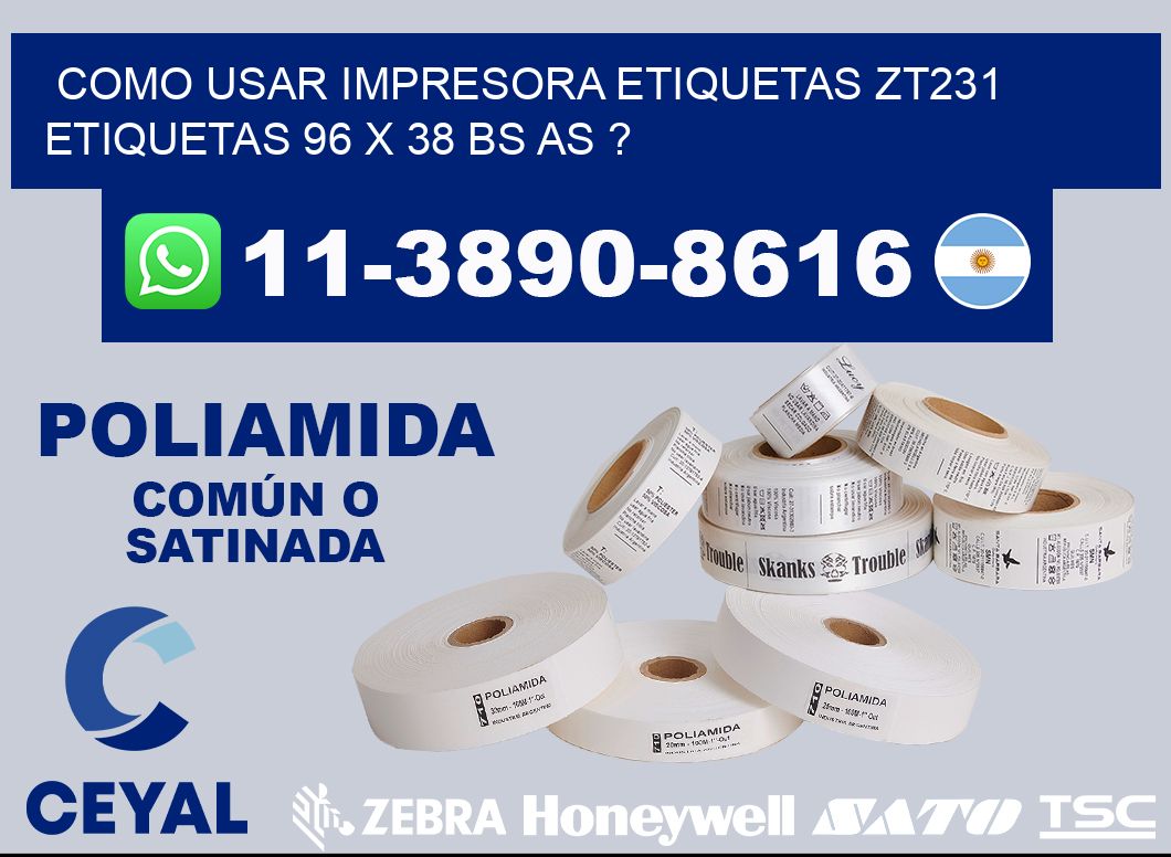 como usar impresora etiquetas zt231 etiquetas 96 x 38 BS AS ?