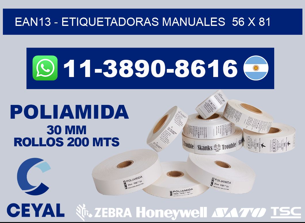 ean13 - Etiquetadoras Manuales  56 x 81