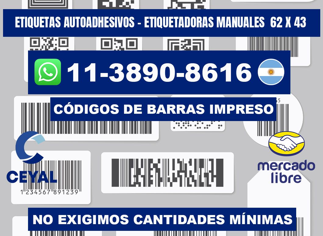etiquetas autoadhesivos - Etiquetadoras Manuales  62 x 43