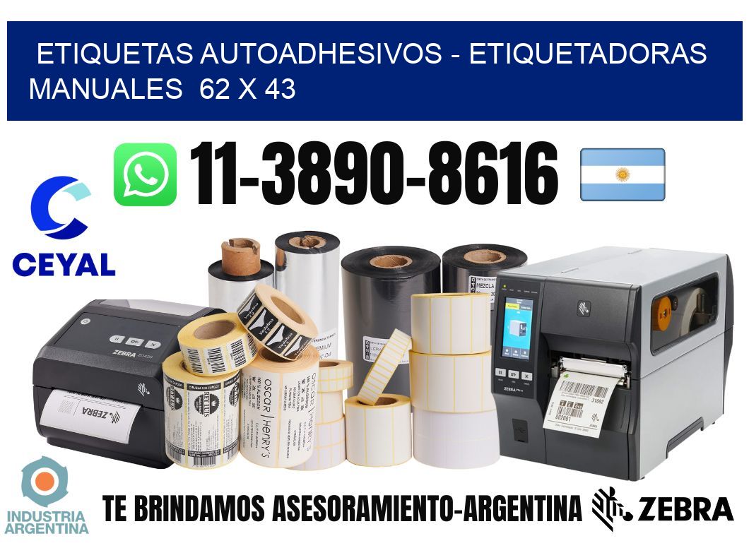 etiquetas autoadhesivos - Etiquetadoras Manuales  62 x 43