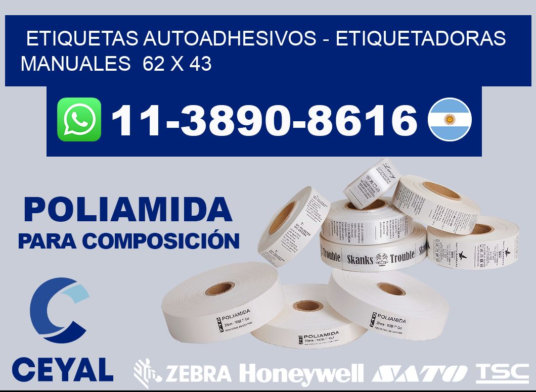 etiquetas autoadhesivos - Etiquetadoras Manuales  62 x 43
