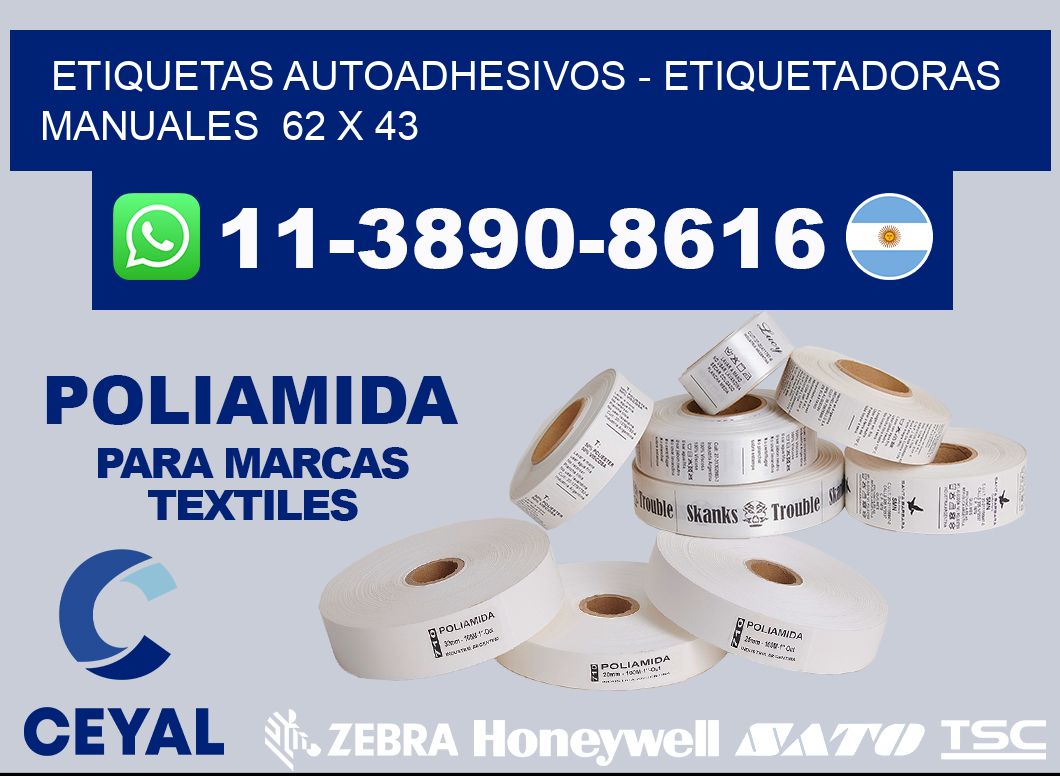 etiquetas autoadhesivos - Etiquetadoras Manuales  62 x 43