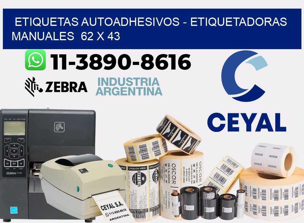 etiquetas autoadhesivos - Etiquetadoras Manuales  62 x 43
