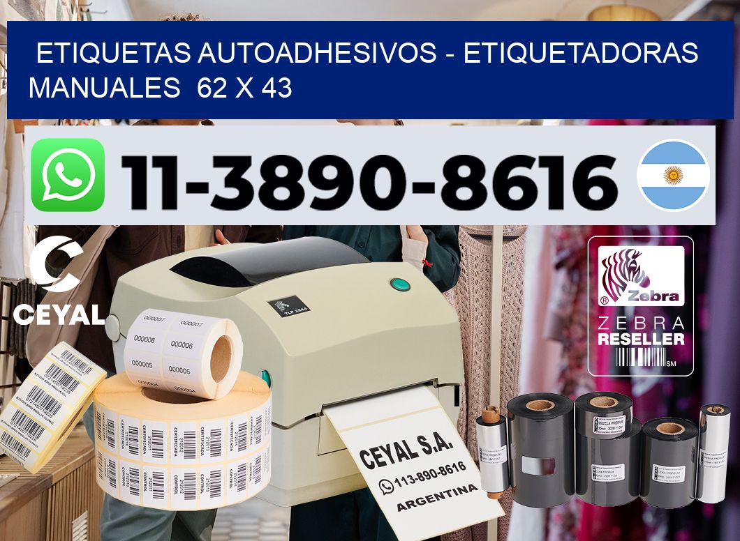 etiquetas autoadhesivos - Etiquetadoras Manuales  62 x 43