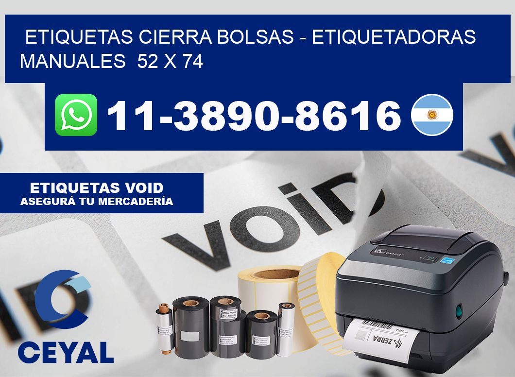 etiquetas cierra bolsas - Etiquetadoras Manuales  52 x 74
