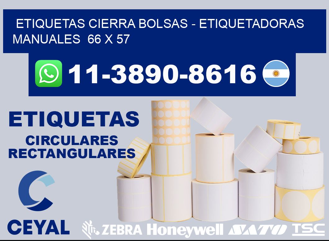 etiquetas cierra bolsas - Etiquetadoras Manuales  66 x 57
