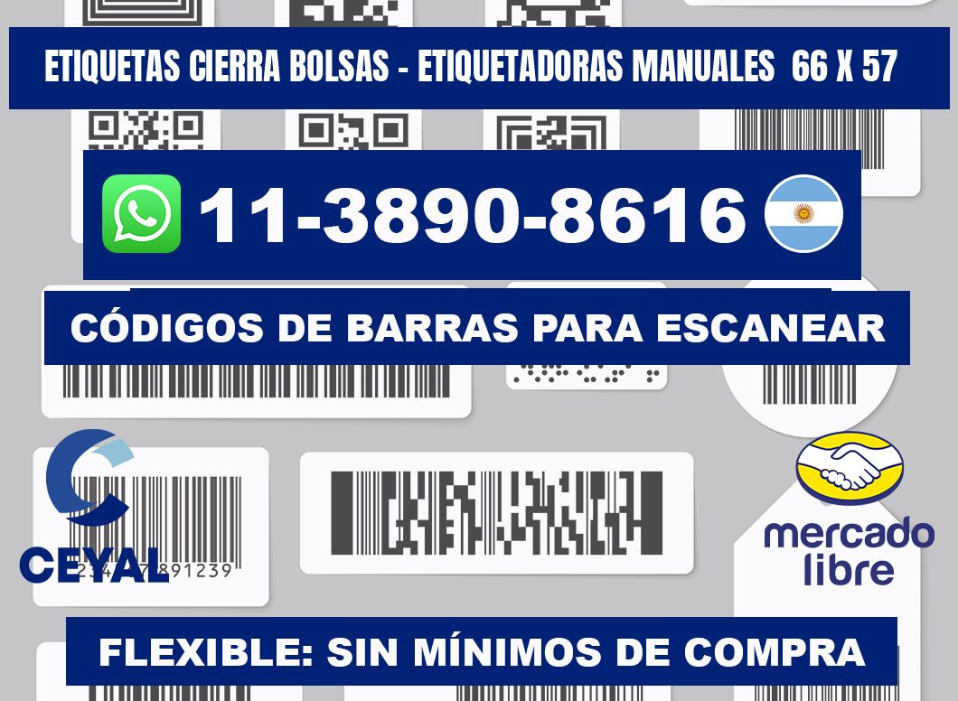 etiquetas cierra bolsas - Etiquetadoras Manuales  66 x 57