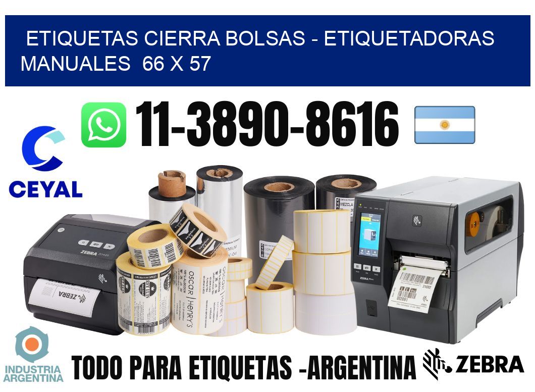 etiquetas cierra bolsas - Etiquetadoras Manuales  66 x 57