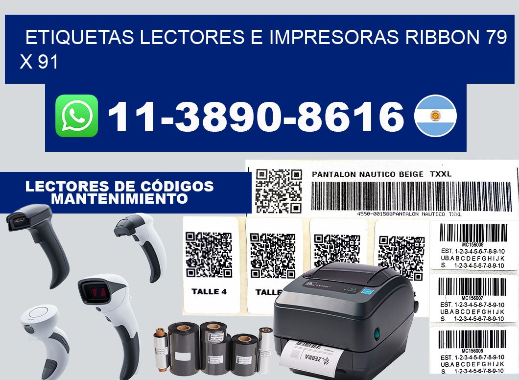 etiquetas lectores e impresoras ribbon 79 x 91
