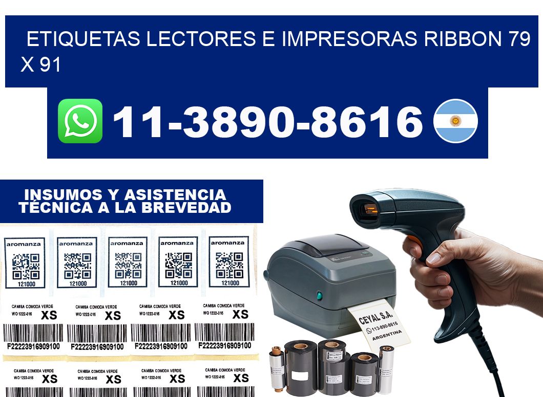 etiquetas lectores e impresoras ribbon 79 x 91