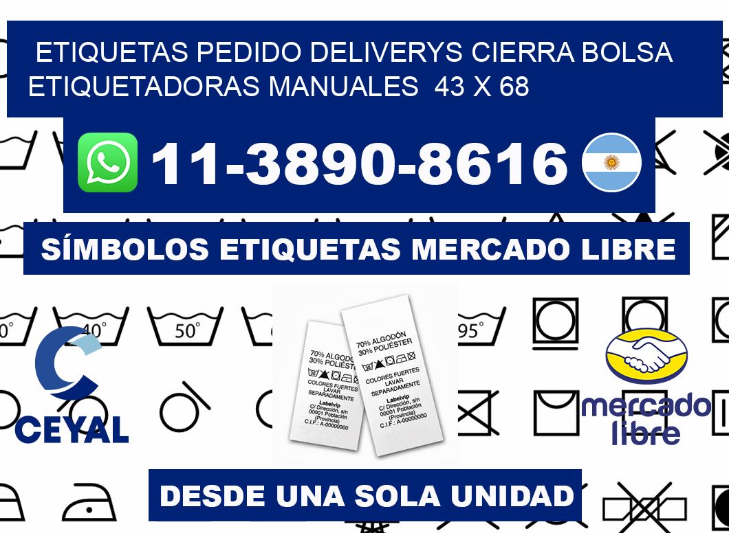 etiquetas pedido deliverys cierra bolsa  Etiquetadoras Manuales  43 x 68