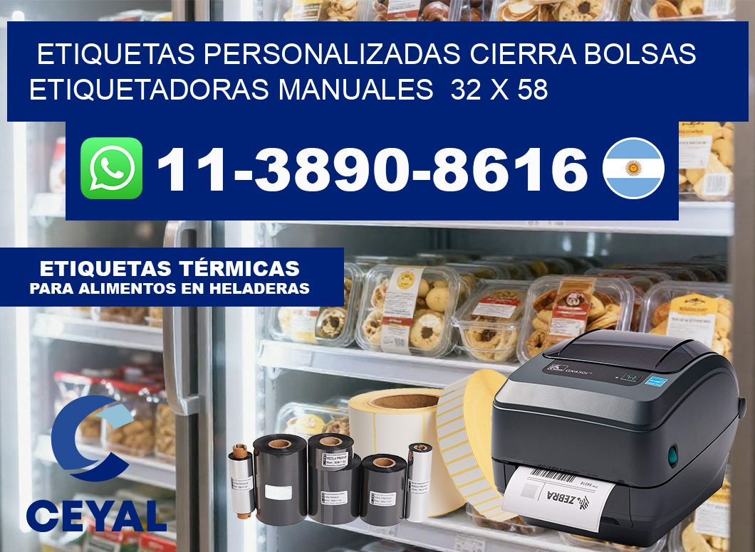 etiquetas personalizadas cierra bolsas  Etiquetadoras Manuales  32 x 58