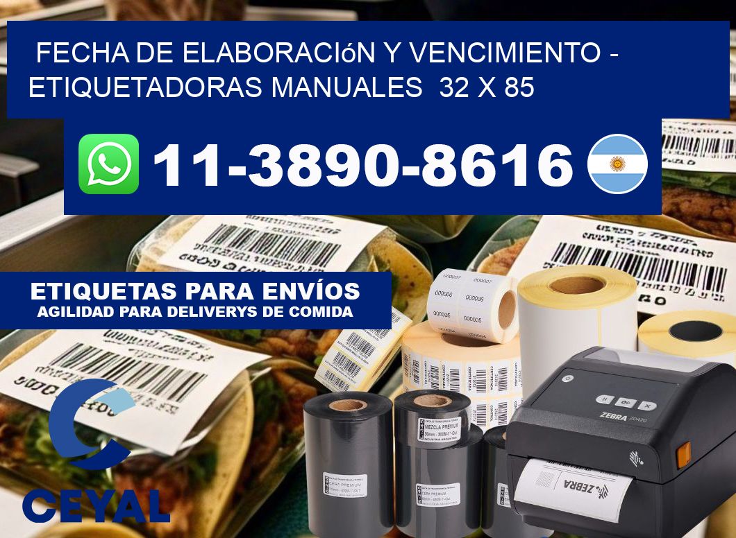 fecha de elaboración y vencimiento - Etiquetadoras Manuales  32 x 85