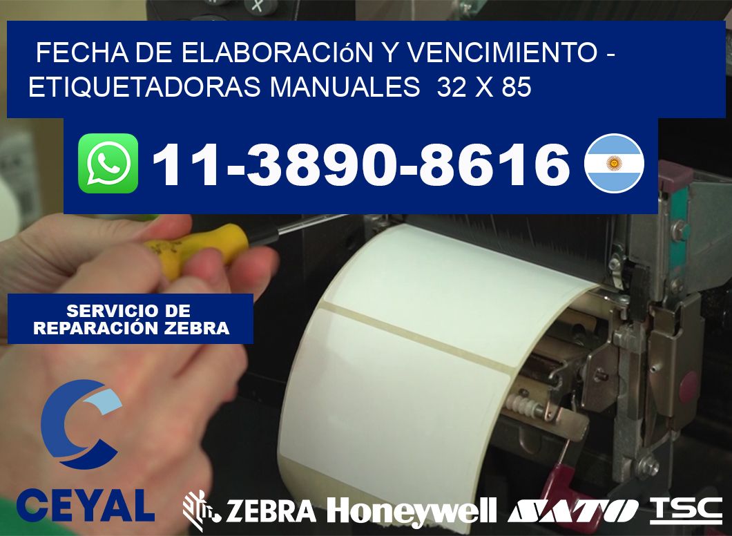 fecha de elaboración y vencimiento - Etiquetadoras Manuales  32 x 85