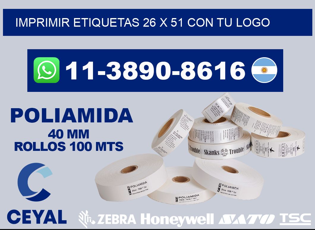 imprimir etiquetas 26 x 51 con tu logo
