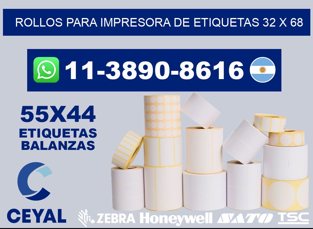 rollos para impresora de etiquetas 32 x 68