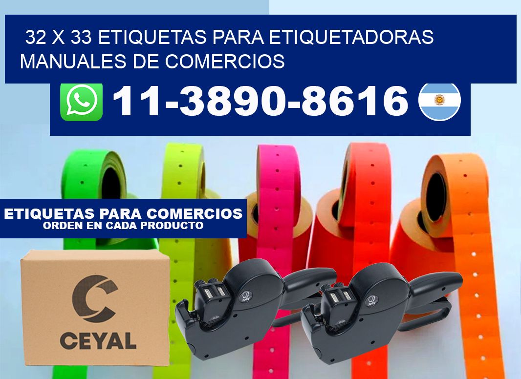 32 x 33 etiquetas para etiquetadoras manuales de comercios