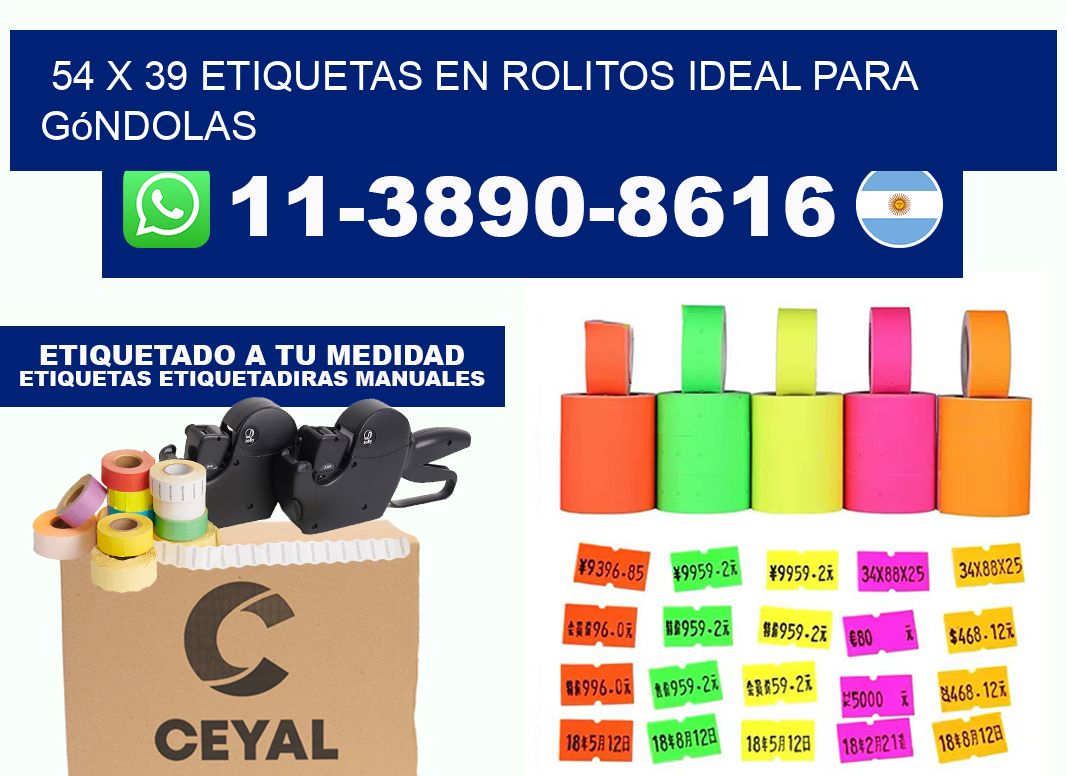 54 x 39 etiquetas en rolitos ideal para góndolas