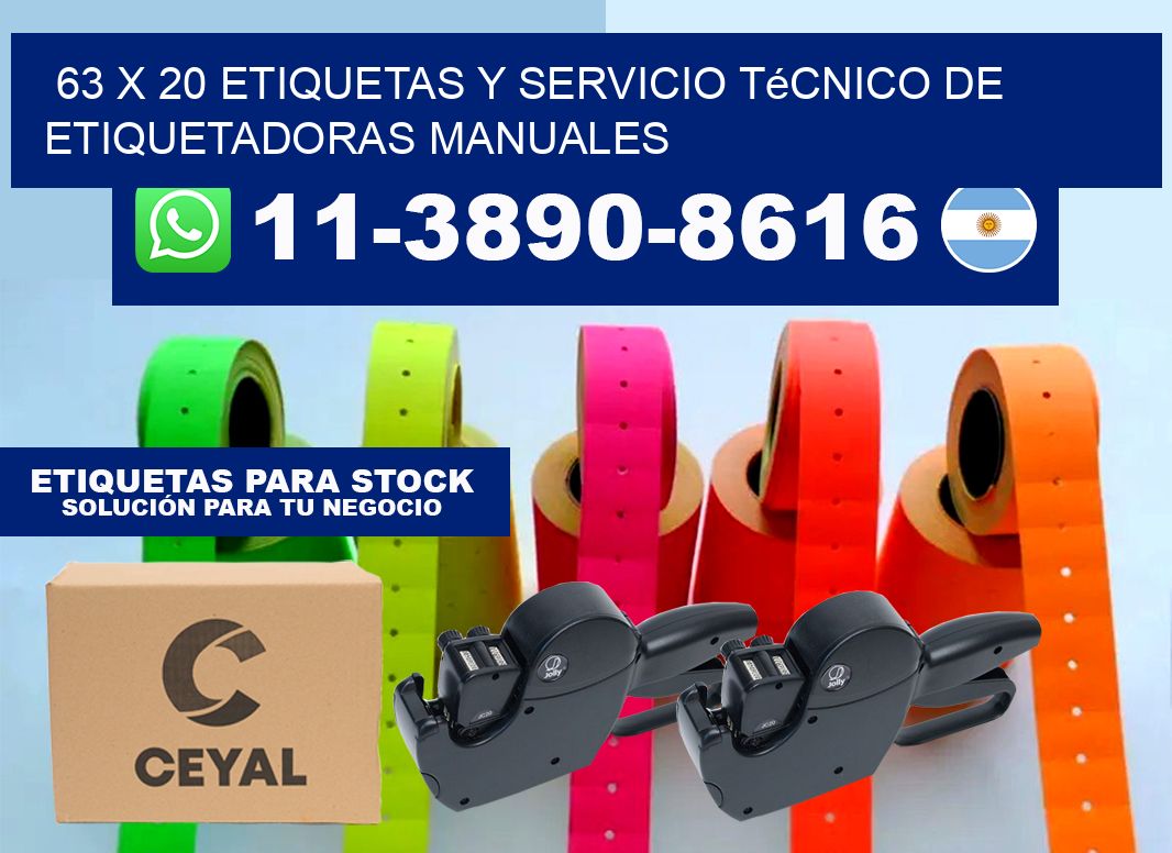 63 x 20 etiquetas y servicio técnico de etiquetadoras manuales
