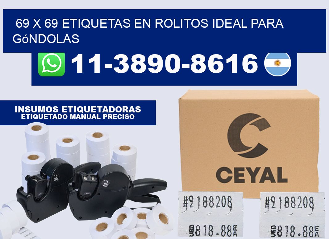 69 x 69 etiquetas en rolitos ideal para góndolas