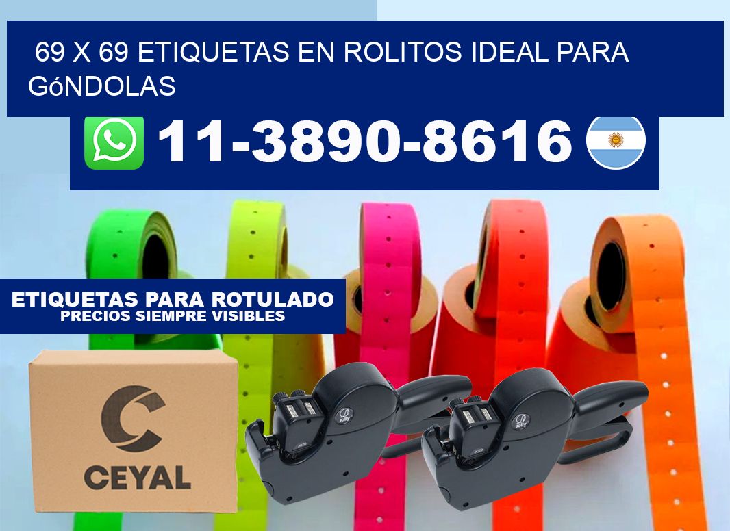 69 x 69 etiquetas en rolitos ideal para góndolas
