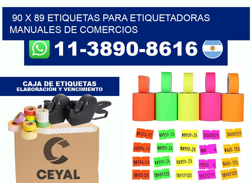 90 x 89 etiquetas para etiquetadoras manuales de comercios