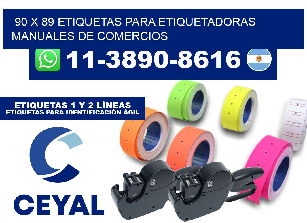 90 x 89 etiquetas para etiquetadoras manuales de comercios