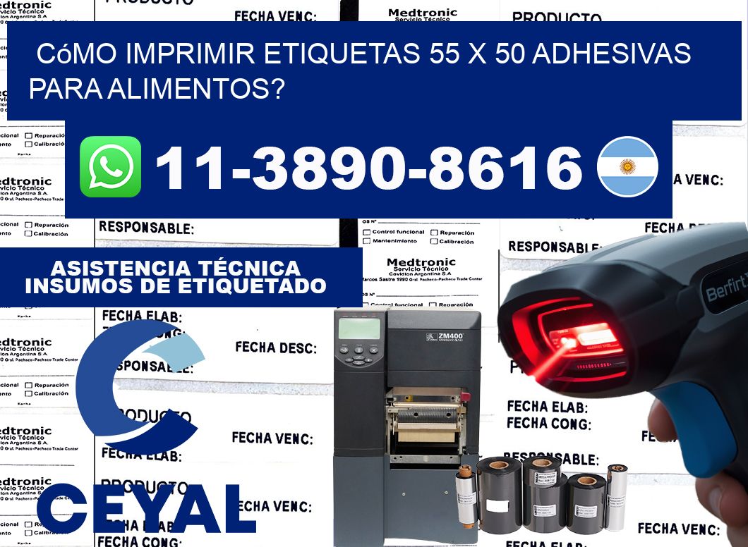 Cómo imprimir etiquetas 55 x 50 adhesivas para alimentos?