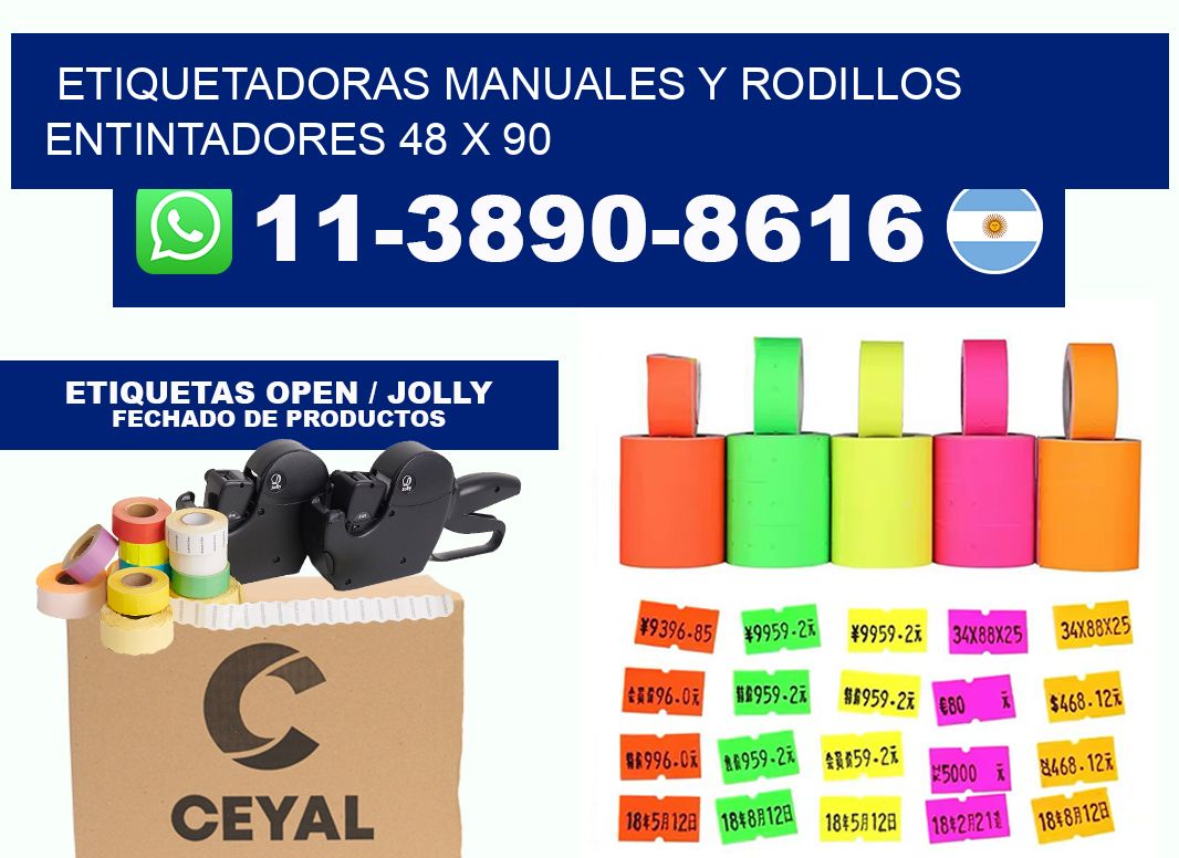 Etiquetadoras manuales y rodillos entintadores 48 x 90