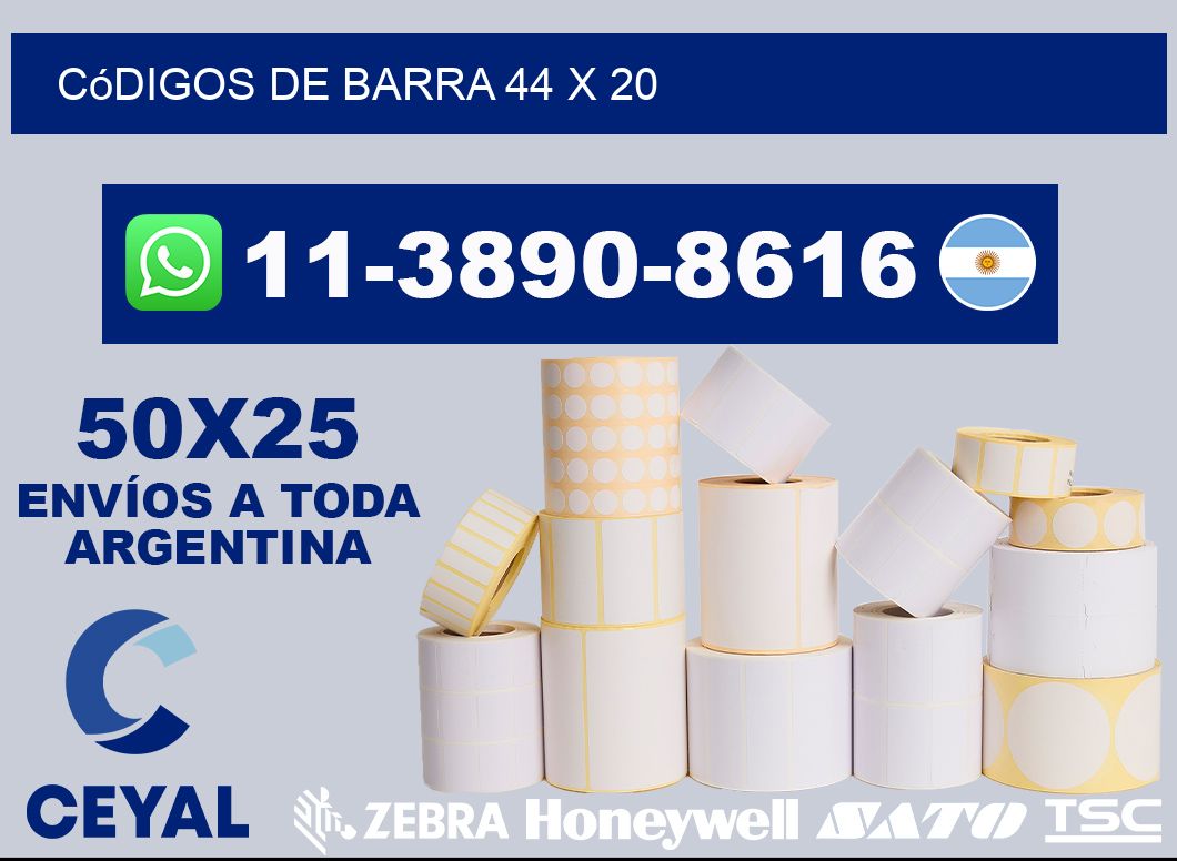 códigos de barra 44 x 20
